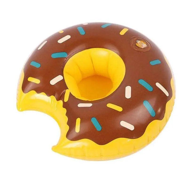 Porte gobelet gonflable donuts chocolat vue de dessus