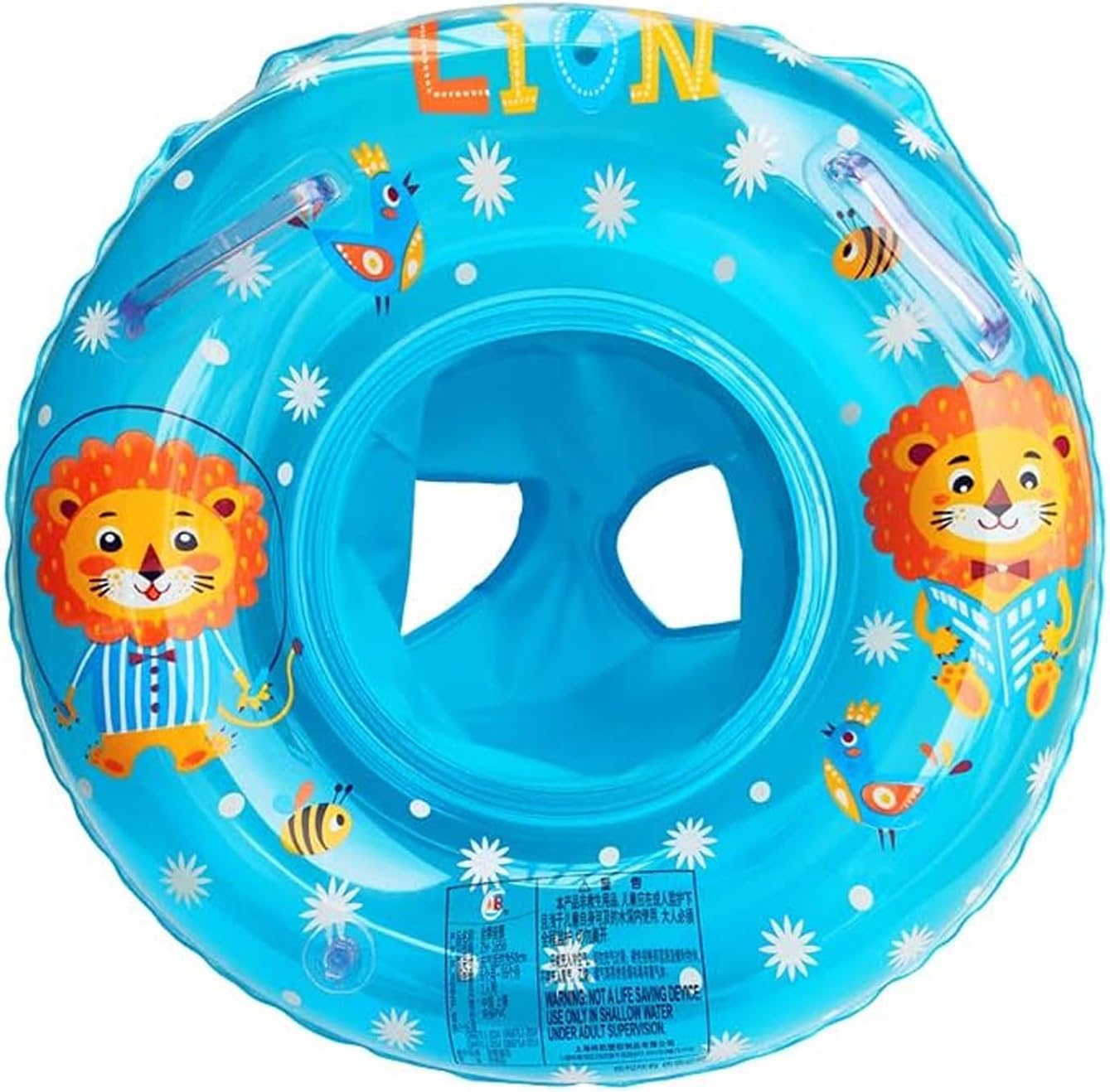 Blue lion baby seat float with two handles, from 6 months